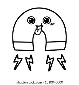 line drawing cartoon of a magnet
