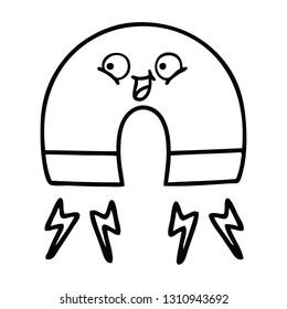 line drawing cartoon of a magnet