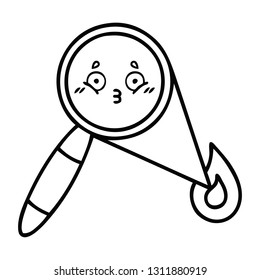 line drawing cartoon of a magnifying glass