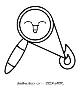 line drawing cartoon of a magnifying glass