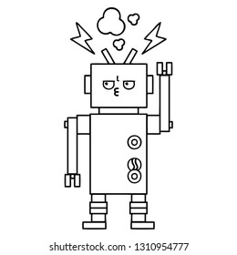 dibujo en línea de un robot que funciona mal