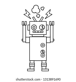 dibujo en línea de un robot que funciona mal
