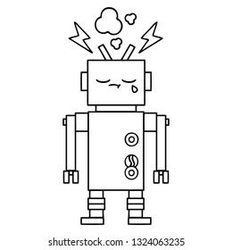 dibujo en línea de un robot que funciona mal