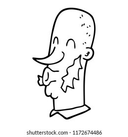 line drawing cartoon man with muttonchop facial hair