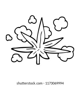 line drawing cartoon marijuana leaf