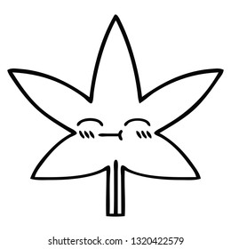 line drawing cartoon of a marijuana leaf