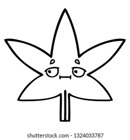 line drawing cartoon of a marijuana leaf
