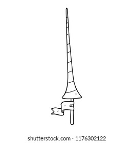 line drawing cartoon medieval lance