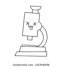 line drawing cartoon of a microscope