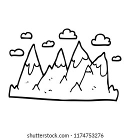 line drawing cartoon mountain range