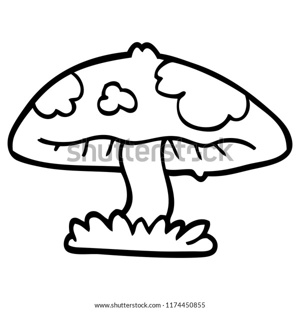 Line Drawing Cartoon Mushroom Stock Vector (Royalty Free) 1174450855 ...