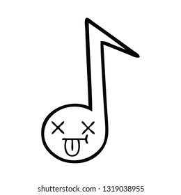 line drawing cartoon of a musical note