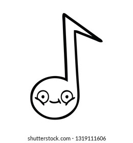 line drawing cartoon of a musical note