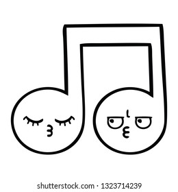 line drawing cartoon of a musical note