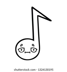 line drawing cartoon of a musical note