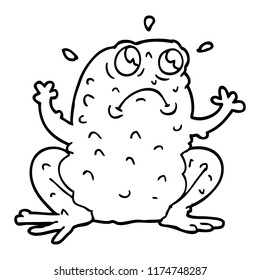 line drawing cartoon nervous toad