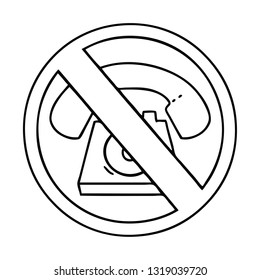 line drawing cartoon of a no phones allowed sign