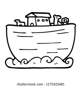 Line Drawing Cartoon Noahs Ark Stock Vector (Royalty Free) 1175425681 ...