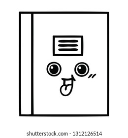 line drawing cartoon of a notebook