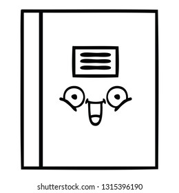 line drawing cartoon of a notebook