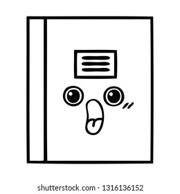 line drawing cartoon of a notebook