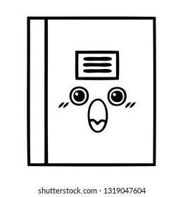 line drawing cartoon of a notebook