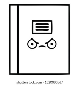 line drawing cartoon of a notebook