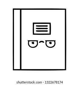 line drawing cartoon of a notebook