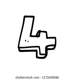line drawing cartoon number four