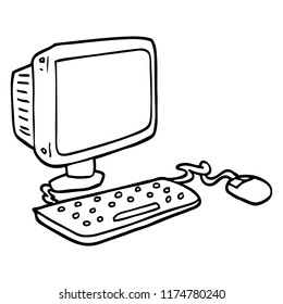 Line Drawing Cartoon Office Computer Stock Illustration 1180593952 ...