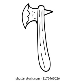 line drawing cartoon old axe
