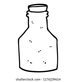 line drawing cartoon old ceramic bottle with cork