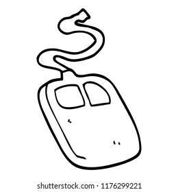 dibujo de línea de dibujos animados del ratón del ordenador antiguo