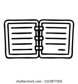 line drawing cartoon of a open diary