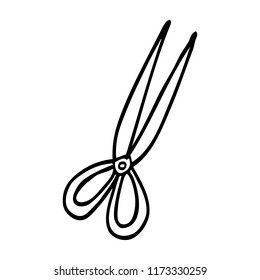 line drawing cartoon open scissors