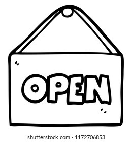 line drawing cartoon open sign