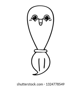 line drawing cartoon of a paint brush