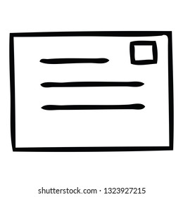 line drawing cartoon of a paper envelope