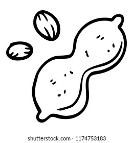 line drawing cartoon peanut and shell