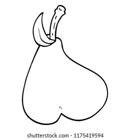 line drawing cartoon of a pear