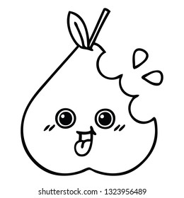 line drawing cartoon of a pear