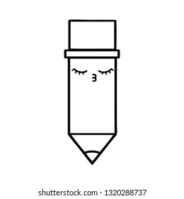 line drawing cartoon of a pencil