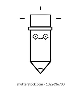 line drawing cartoon of a pencil