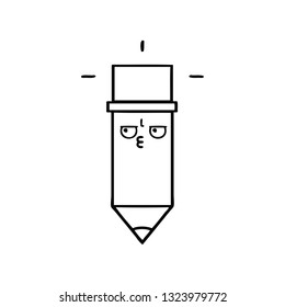line drawing cartoon of a pencil