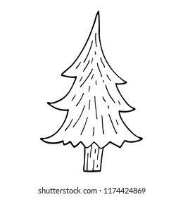 line drawing cartoon pine trees