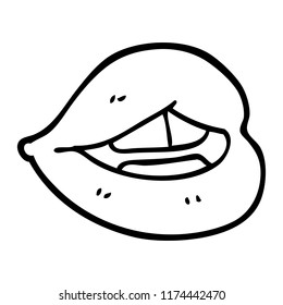 line drawing cartoon pink lips