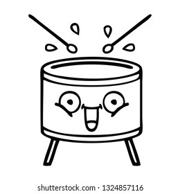 line drawing cartoon of a playing drum