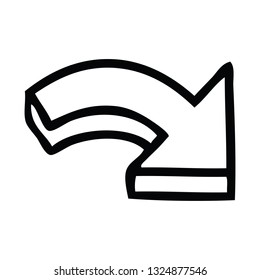 line drawing cartoon of a pointing arrow