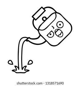 line drawing cartoon of a pouring kettle