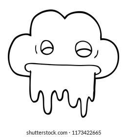 line drawing cartoon rain cloud